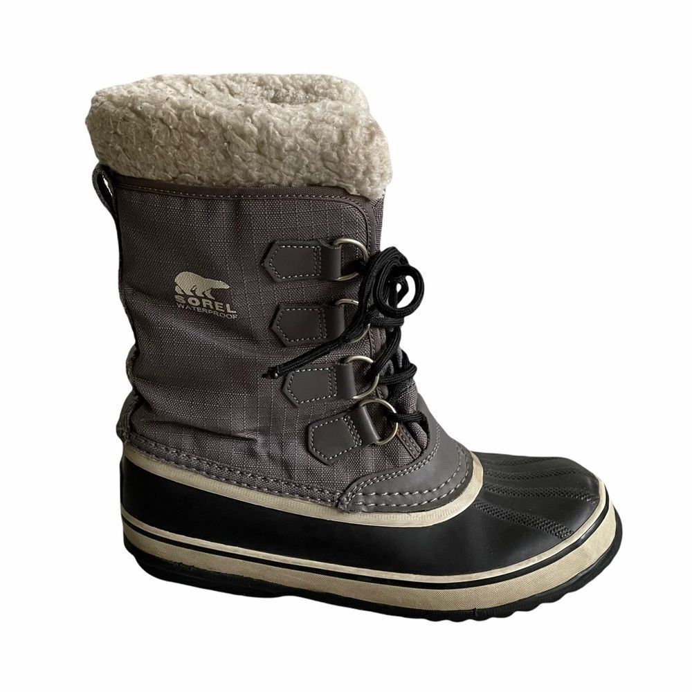 SOREL Women’s Carnival Lace Up Winter Snow Boots Lace Up Gray Black 7